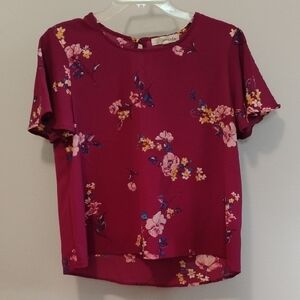 Rewind Floral Blouse - Burgundy and Yellow